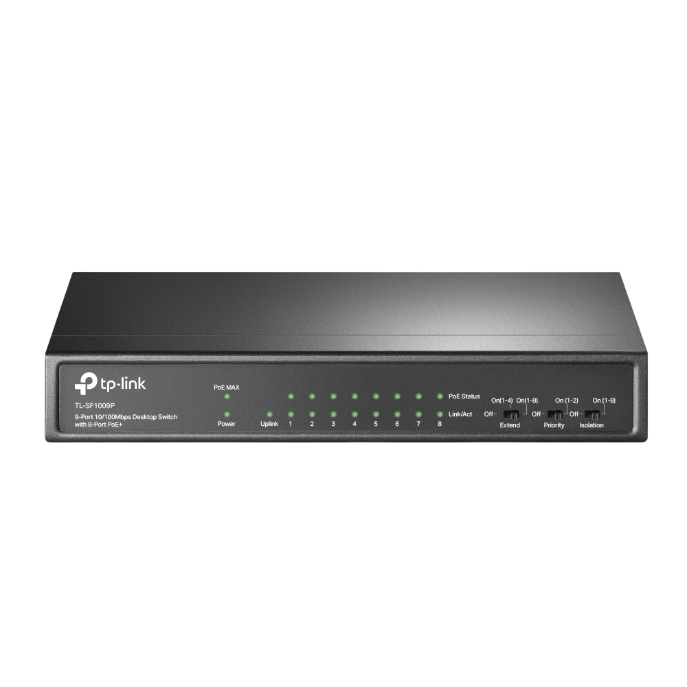 TL-SF1009P - 9-Port 10/100Mbps Desktop Switch with 8-Port PoE+