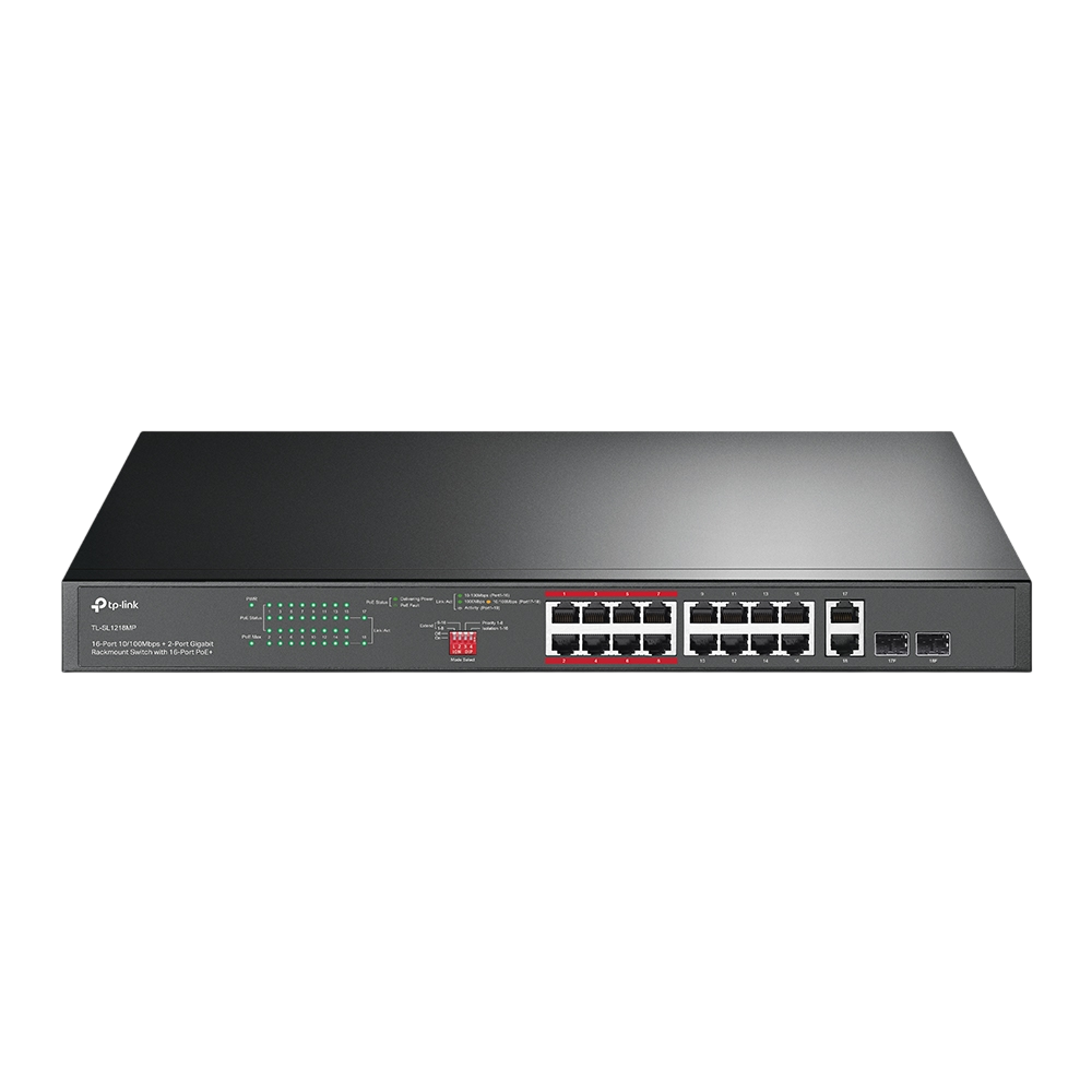 TL-SL1218MP - 16-Port 10/100Mbps + 2-Port Gigabit Unmanaged PoE Switch