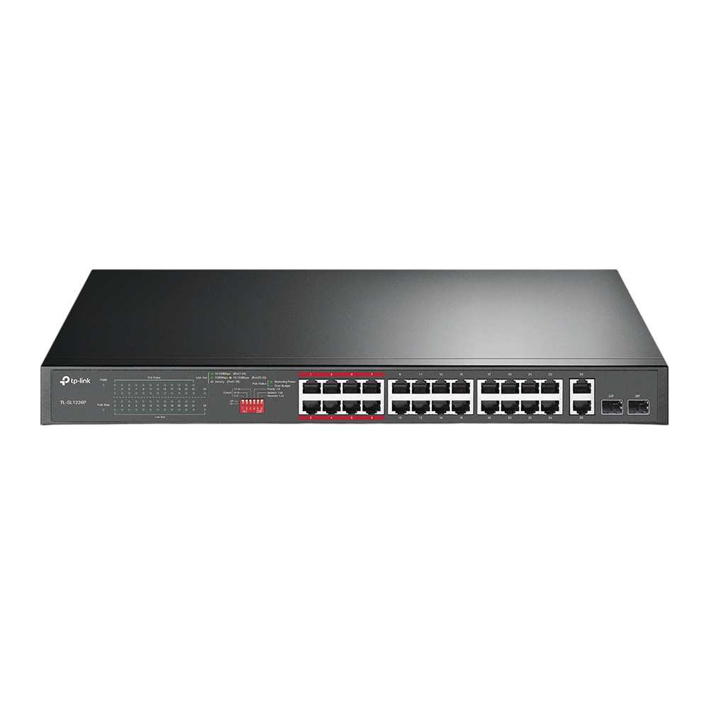 TL-SL1226P - 24-Port 10/100Mbps + 2-Port Gigabit Unmanaged PoE+ Switch