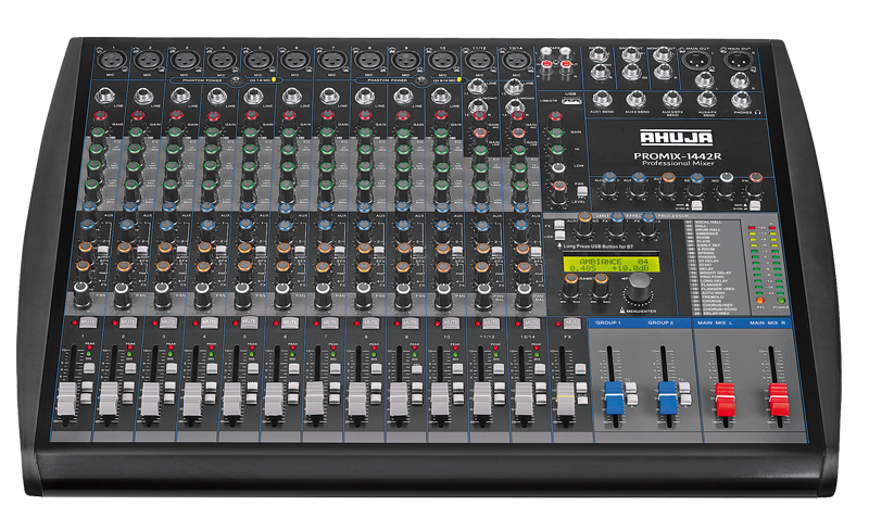 PROMIX-1442R - With Built-in MP3 Recorder, 24 Digital Effects, 2 Group Outputs, 48V Phantom Supply on all Channels