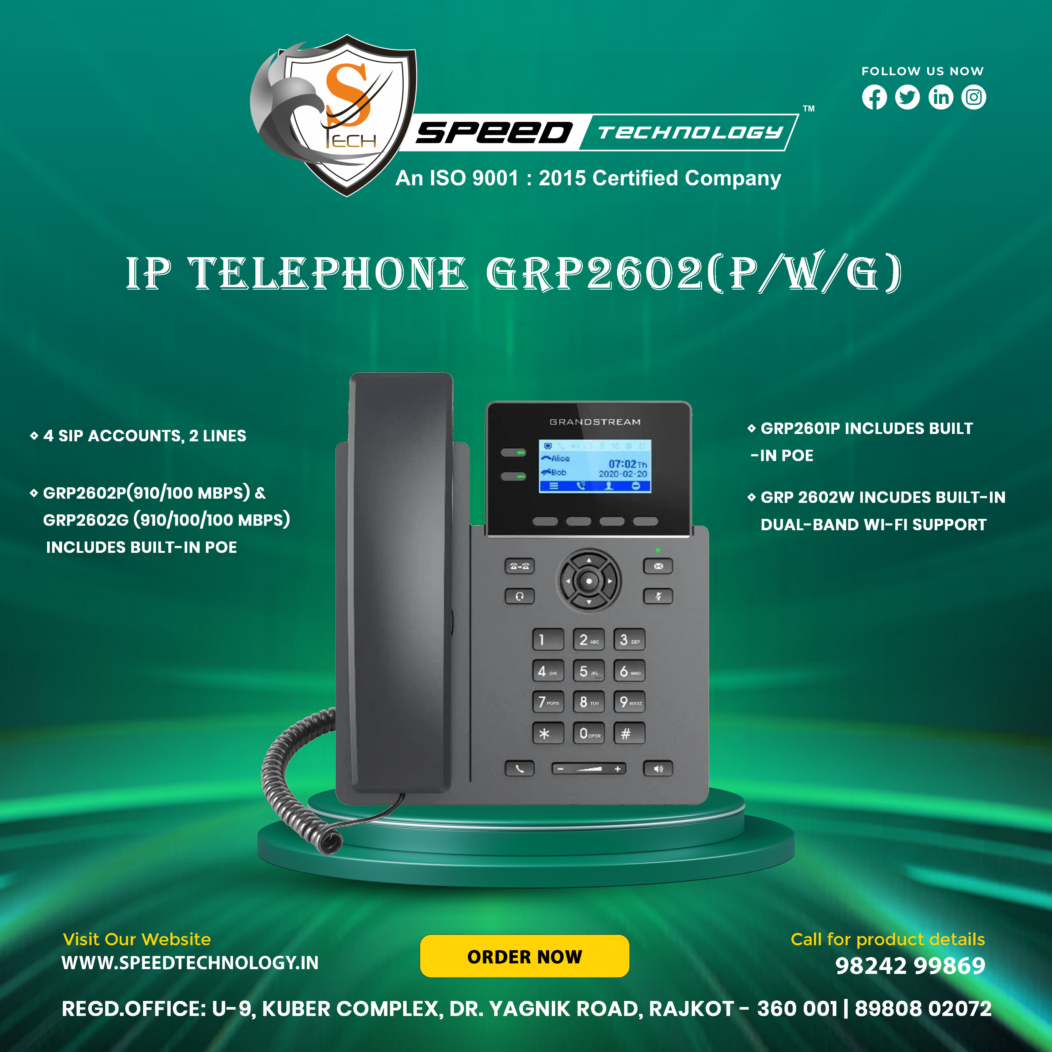 IP TELE PHONE GRP2602 ( P/W/G )